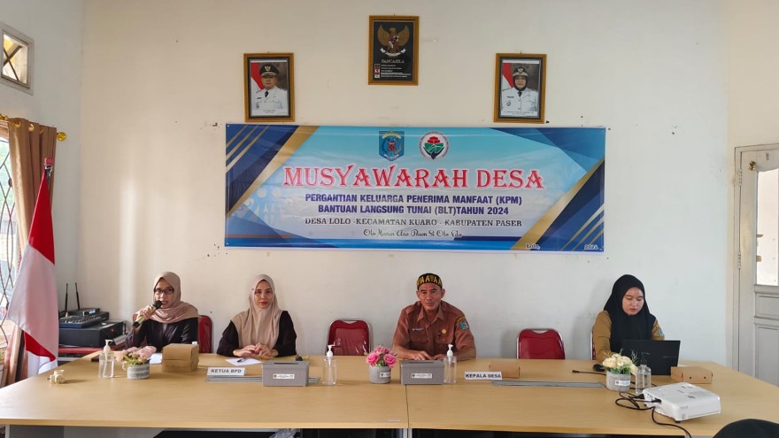Musyawarah Desa Pergantian Keluarga Penerima Manfaat (KPM) Bantuan Langsung Tunai (BLT) Tahun 2024.